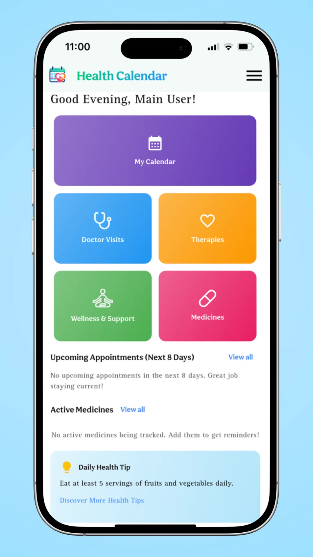 Health Calendar app preview